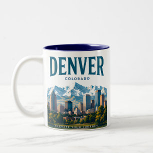 Caneca De Café Em Dois Tons Vistas Alpinas da Cidade de Denver
