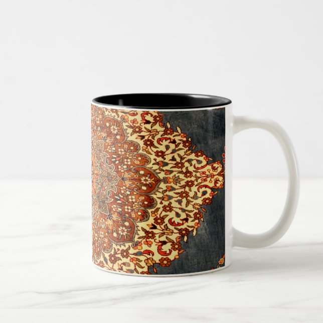 Caneca De Café Em Dois Tons Visual de Padrão Persa Antigo (Direita)