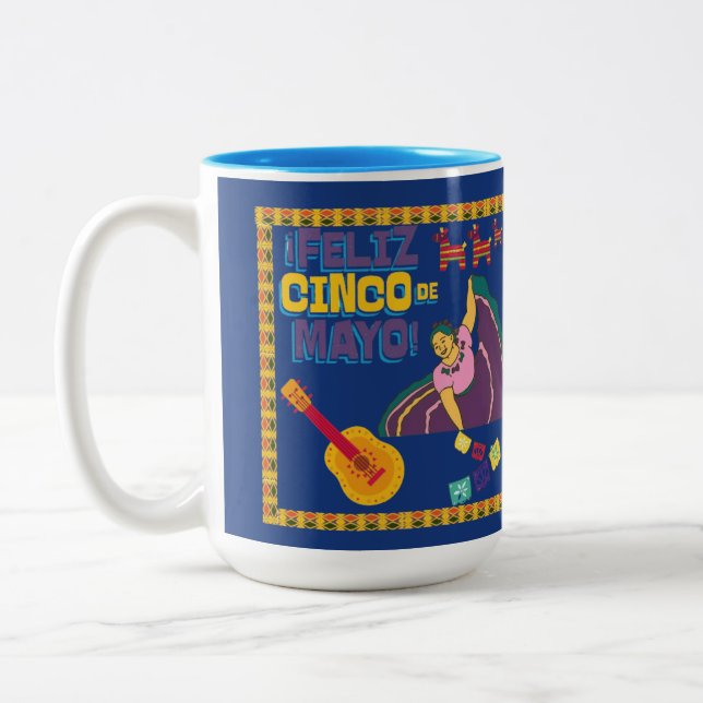 Caneca De Café Em Dois Tons Viva la libertad navy blue (Esquerda)
