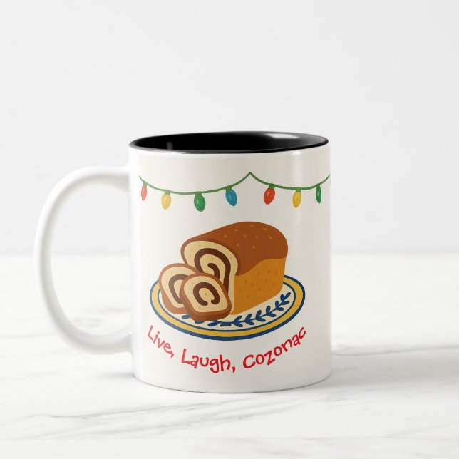 Caneca De Café Em Dois Tons Viva Ria Cozonac Feriado Romeno  (Esquerda)