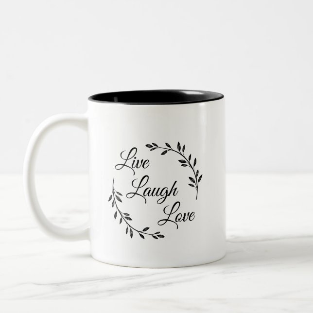 Caneca De Café Em Dois Tons Vive o amor do riso (Esquerda)