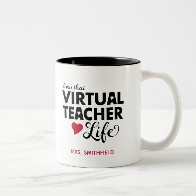 Caneca De Café Em Dois Tons Vivendo a vida do professor virtual (Direita)