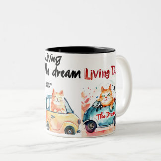 Caneca De Café Em Dois Tons Vivendo o Sonho: Chubby Cat Mug"