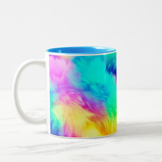 Caneca De Café Em Dois Tons Vivid Rainbow Fluffy Fur Texture-75201 (Esquerda)