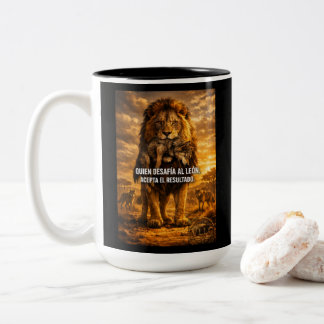 Caneca De Café Em Dois Tons VLLC Lion Vs Wolf Motivational Quote Lion King Wal