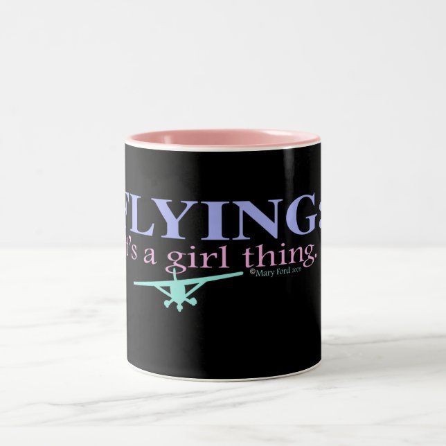 Caneca De Café Em Dois Tons "VOANDO: É UMA COISA da MENINA " (Centro)