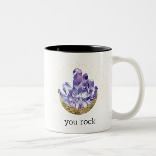 Caneca De Café Em Dois Tons Você Balança Cristais de Ametista Aquarela Mística