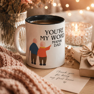 Caneca De Café Em Dois Tons Você é a minha mãe e Pai do mundo - amor pela famí