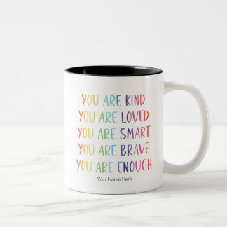 Caneca De Café Em Dois Tons Você É Amado Diversão Arco-Íris Afirmações Positiv