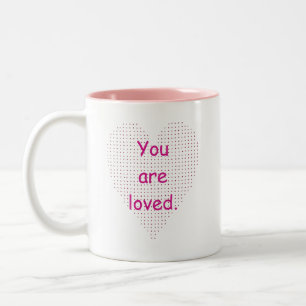Caneca De Café Em Dois Tons Você é amado, Pointillism Heart Mugs