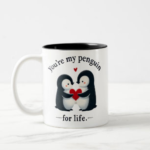Caneca De Café Em Dois Tons Você é meu casal de pinguins para a vida toda