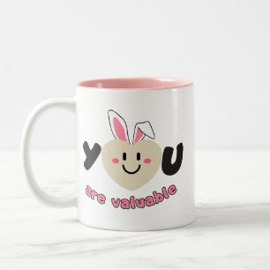 Caneca De Café Em Dois Tons Você É Valioso Arte Motivacional - Coração Fofo