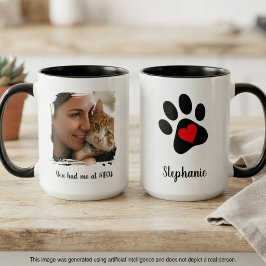Caneca De Café Em Dois Tons "Você me conquistou com miau" foto e impressão da 