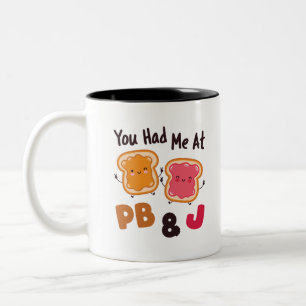 Caneca De Café Em Dois Tons Você me pegou na Manteiga de amendoim PB&J e na G