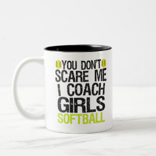 Caneca De Café Em Dois Tons Você não me assusta Eu treino as garotas Softball
