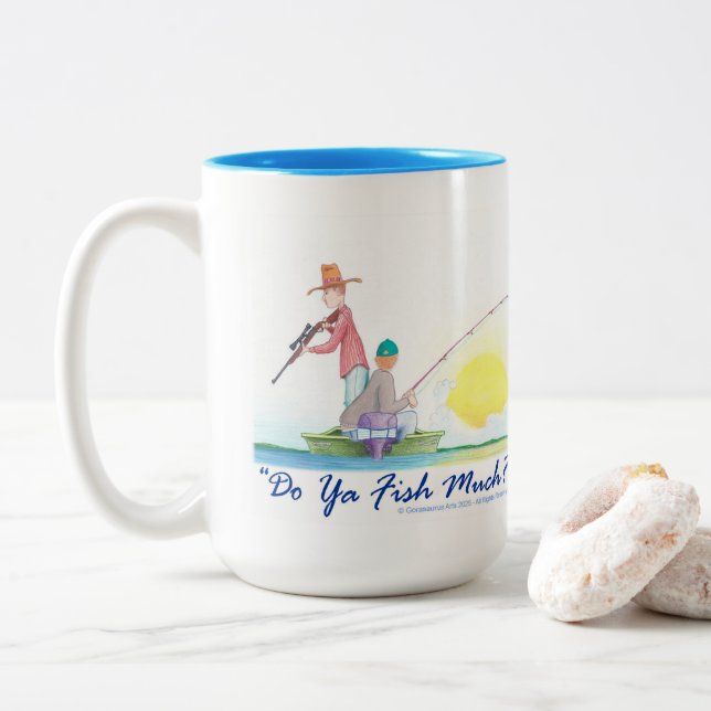 Caneca De Café Em Dois Tons Você pesca muito?  (Com Donut)