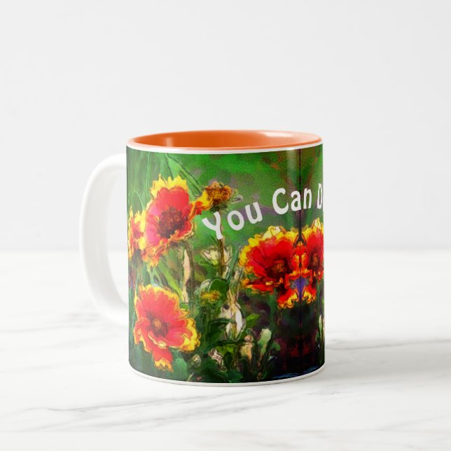 Caneca De Café Em Dois Tons Você Pode Fazer Isso Daisy Flowers Palavras Inspir (Frente Esquerda)