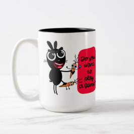 Caneca De Café Em Dois Tons Você quer jogar um jogo? Bunny Mug