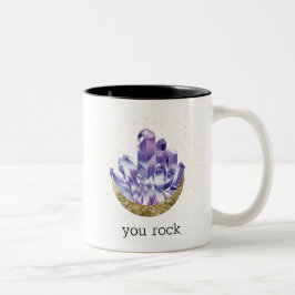 Caneca De Café Em Dois Tons Você Rock Ametist Crystals Mystical Watercolor