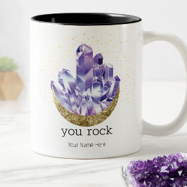 Caneca De Café Em Dois Tons Você Rock Ametist Crystals Mystical Watercolor