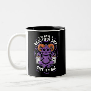Caneca De Café Em Dois Tons Você Tem uma Bela Alma Satanista Baphomet