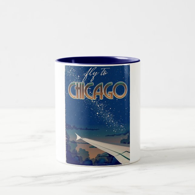 Caneca De Café Em Dois Tons Voe para Chicago (Centro)