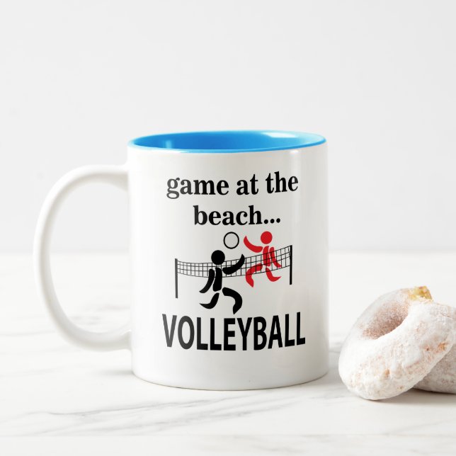 Caneca De Café Em Dois Tons Volei de Praia  (Com Donut)