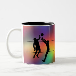 Caneca De Café Em Dois Tons Volleyball Silhouette Players and Ball personalize