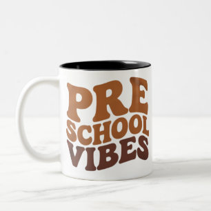 Caneca De Café Em Dois Tons Voltar às aulas primeiro dia da pré-escola Groovy
