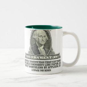 Caneca De Café Em Dois Tons Von Mises no papel moeda
