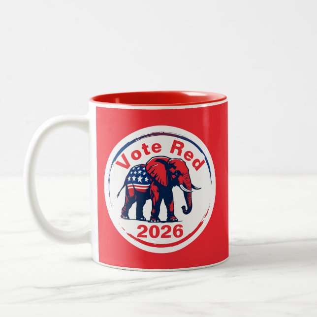 Caneca De Café Em Dois Tons Votação Vermelho 2026 (Esquerda)