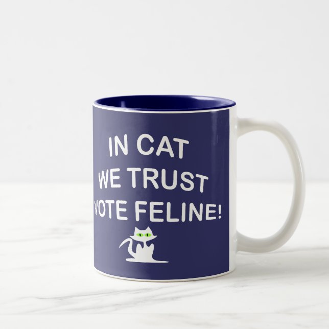 Caneca De Café Em Dois Tons Votar Gato com Texto Branco (Direita)