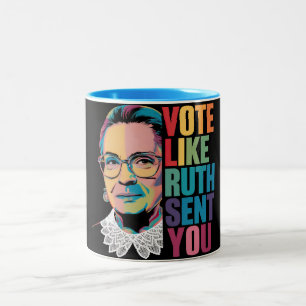 Caneca De Café Em Dois Tons Vote Como Ruth Enviou Você