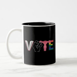 Caneca De Café Em Dois Tons Vote Feminista Direitos das Mulheres Livros Banido