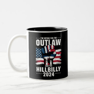 Caneca De Café Em Dois Tons "Voto a favor do Outlaw e do Hillbilly 2024 EUA