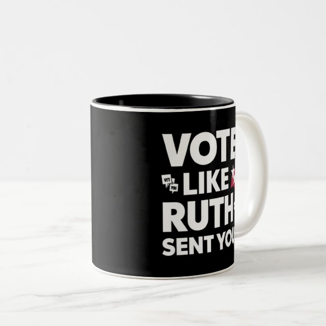 Caneca De Café Em Dois Tons voto como ruth te enviou (Frente Esquerda)