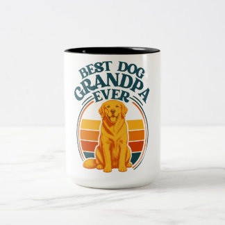 Caneca De Café Em Dois Tons Vovô de Cachorro Retrô Melhor de Todos Golden Retr