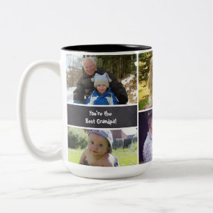 Caneca De Café Em Dois Tons Vovô de Colagem de Fotos Personalizada com Mug de 