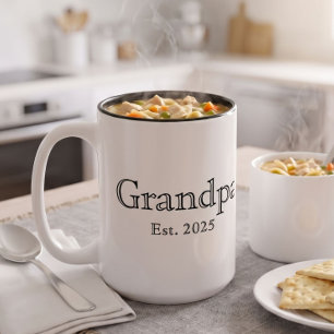 Caneca De Café Em Dois Tons Vovô Estabelecido Preto Negrito Texto Mínimo Branc