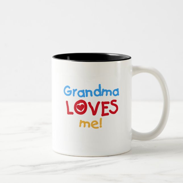 Caneca De Café Em Dois Tons Vovó me ama T-shirts e presentes (Direita)