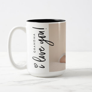 Caneca De Café Em Dois Tons Vovó Moderna Eu te amo Foto do bebê Personalizada