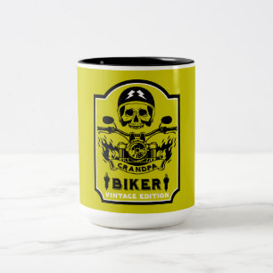 Caneca De Café Em Dois Tons Vovô Motorbike Rider