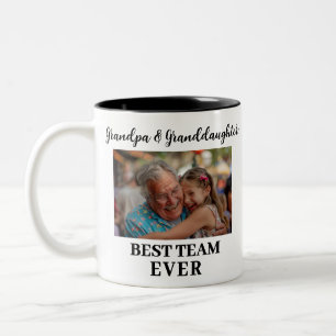 Caneca De Café Em Dois Tons Vovô, neta, Melhor Equipe, Foto Personalizada