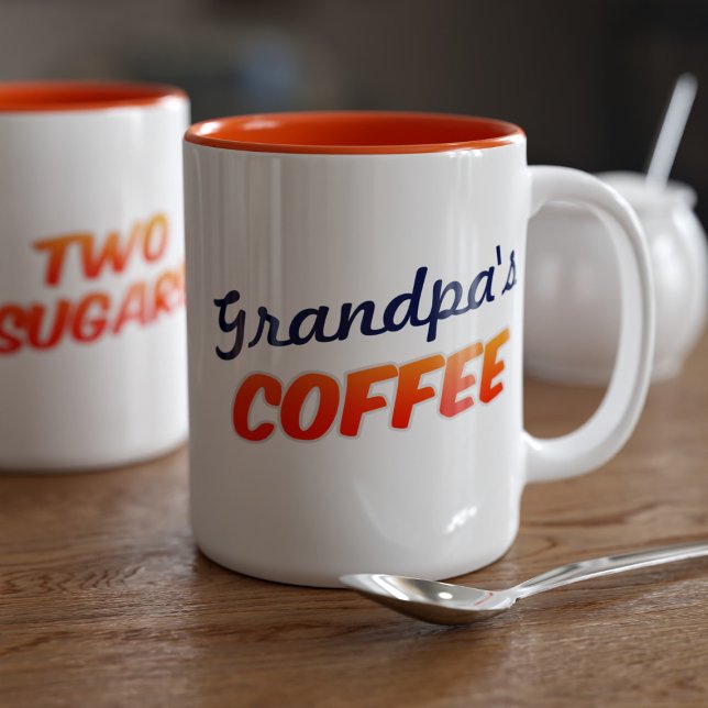 Caneca De Café Em Dois Tons Vovô Nome do Vovô Dois Sugars Coffee Mug (Criador carregado)