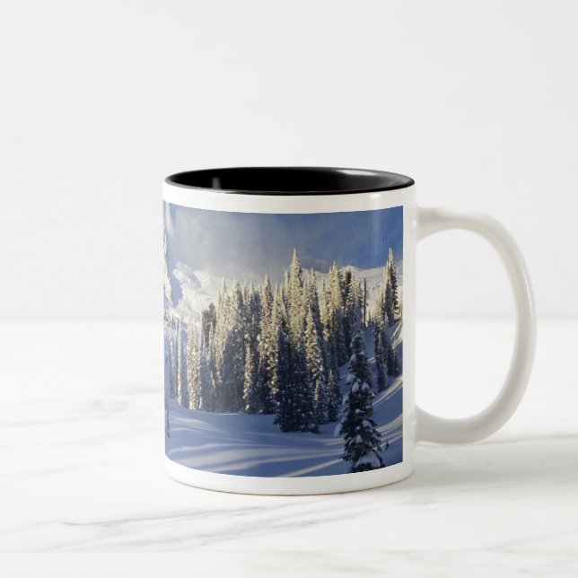 Caneca De Café Em Dois Tons WA, Monte Rainier NP, Monte Rainier e Paradise (Direita)