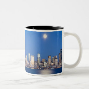 Caneca De Café Em Dois Tons WA, Seattle, Seattle Skyline e Elliott Bay 3
