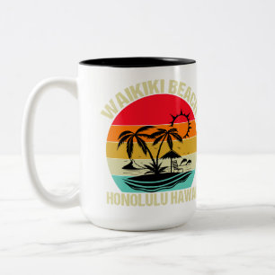 Caneca De Café Em Dois Tons Waikiki Beach Hawaii