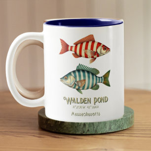 Caneca De Café Em Dois Tons Walden Pond Massachusetts Fish Mug