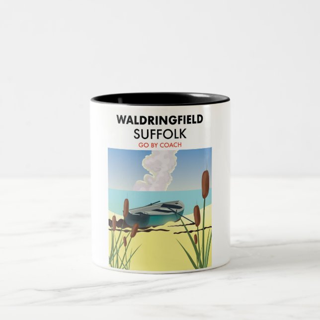 Caneca De Café Em Dois Tons Waldringfield Suffolk poster. (Centro)