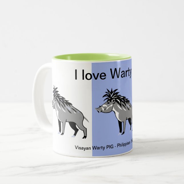 Caneca De Café Em Dois Tons Warthog - Eu adoro Warty PIGS - Animal - vida selv (Frente Esquerda)